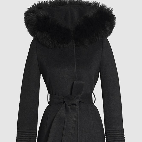 SENTALER BLACK ALPACA WOOL 3/4 CAR COAT - Picture 2 of 16